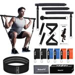 WeluvFit Pilates Bar Kit with Resistance Bands (40+50+60), Exercise Fitness Equipment for Women & Men, Home Gym Workouts Stainless Steel Stick Squat Yoga Pilates Flexbands Kit for Full Body Shaping