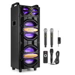 Fenton LIVE2102 Karaoke System – 800W House Party Speaker with Bluetooth, RGB LED Lights, Wired Mic & Vonyx WM552 Karaoke Speaker with Wireless Microphone – Dual 10” Woofers