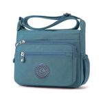 LassZone Women's Multi-Pocket Casual Crossbody Bag Handbags Waterproof Nylon Shoulder Bags Messenger Travel Bag for Shopping Hiking Daily Use (Light Blue)