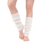 Lopsity Leg Warmers for Womens Knitted Stirrup Leg Warmers Winter Extra Soft long leg warmers for Yoga Dance (white)