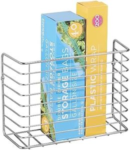 mDesign Wall & Cabinet Door Mount Kitchen Storage Organizer Basket Rack ? Mount to Walls and Cabinet Doors in Kitchen Pantry and Under Sink ? Solid Steel Wire with Chrome Finish