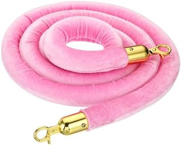 PATIKIL 8 Feet Pink Velvet Stanchion Rope, Crowd Control Barrier Rope with Snap Hooks for Posts Stands Queue Divider of Hotel Theater, Golden