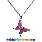 Mood Necklace Temperature Sensing Color Changing Butterfly Pendant Necklace Birthday Valentines Gift Women Girls (A: mood necklaces)