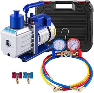 VEVOR Vacuum Pump Kit 4.8CFM 1/3HP Single Stage HVAC A/C Refrigeration Kit 5PA Ultimate Vacuum, Manifold Gauge Set Including Rotary Vane Vacuum Pump for Air Conditioning Systems