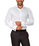 Calvin Klein Men's Non Iron Regular Fit Herringbone French Cuff Dress Shirt, White, 15" Neck 32"-33" Sleeve