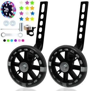 DDJKCZ Training Wheels Flash Mute Wheel Bicycle Compatible for Bikes of 12 14 16 18 20 Inch (For 12-20 inch black)