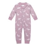 Owlivia Organic Cotton Baby Boy Girl Zip Front Sleep N Play Pajama Sleeper, Footless, Long Sleeve (12-18 Months, Feather)