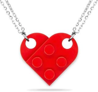 NumeroPhi 2 Collane di mattoni autentici, Collane a cuore per coppie, Bricks da costruzione originali, LoveLego