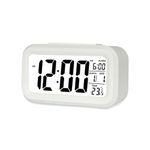 GLUN® Backlight LED Digital Alarm Clock with Snooze Function, Data, Time, Calendar, and Temperature, Battery Operated for Bedrooms, Office Table and Desk