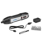 Dremel HSES-01 4V USB Rechargeable Cordless Electric Screwdriver with 7 Screwdriver Accessory Bits, 1 Bit Extender, USB Cable and Power Adapter, Grey