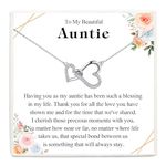 VOSAP Auntie Gifts, Two Interlocking Hearts Pendant Necklace for Auntie, Best Auntie Gifts from Nephew Niece Auntie Christmas Gifts Birthday Gifts