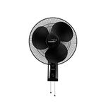 V-Guard Esfera SW N Wall Mount Fan For Bedroom | Pull Cord For 3 Speed Settings | 1350 RPM Powerful Motor | Corrosion Resistant Metal Guards | Black | 40 cm (400mm)