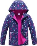 MGEOY Kids Rain Jacket Light Waterproof Hooed Fleece Lined Raincoat Windbreakers for Girls Star 5/6