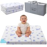 Ciremiv Trifold Pack and Play Mattress Topper, 38" x 26" x 2.4", Portable Baby Travel Mattress, with Memory Foam and Breathable Soft Removable Washable Cover, Fits Playpens and Playards