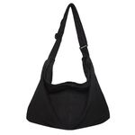 Canvas Messenger Bag Large Hobo Cross body Bag Canvas Shoulder Tote Travel Bag for Women and Men (Black)