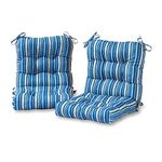 Greendale Home Fashions Outdoor Seat/Back Chair Cushion, 2 Count (Pack of 1), Steel Blue Stripe