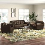 Homeify Harlow 5- to 6-Person Sofa 3+2+1 Faux Leather Sofa Set for Living Room(Brown)