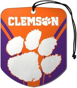 FANMATS 61607 NCAA Clemson Tigers Hanging Car Air Freshener, 2 Pack, Black Ice Scent, Odor Eliminator, Shield Design with Team Logo