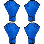 2 Pairs Swimming Gloves Aqua Fit Swim Training Gloves Neoprene Gloves Webbed Fitness Water Resistance Training Gloves for Swimming Diving with Wrist Strap (Blue, Medium)