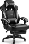 GTPLAYER Gaming Chair with Footrest, Big and Tall Game Chair 350lb Racing Style Computer Chair, Ergonomic Executive Office Chair High Back with Lumbar Support and Recliner, Light Gray