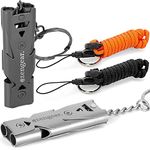 aZengear Loud Whistles (Pair) With Paracord Lanyard String & Keychain - Easy Blow, Stainless Steel, 150dB Sound, Pealess - for Emergency, Dog Walking, Safety, Training, Outdoor Camping, Self-Defense