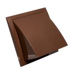 Ø 125mm / 5'' Cowled Duct Cover with Gravity Flap - Ventilation Grille with Rain and Wind Protection - External Air Vent Covers - ABS Plastic Brown