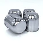 4-Pack Chrome Short 4.25 Push-Through Center Caps for Auto, Truck & Trailer Wheels - Durable Rims Hub Cover