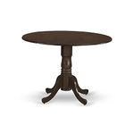 East West Furniture DLT-ESP-TP Dublin Modern Kitchen Table - a Round Dining Table Top with Dropleaf & Pedestal Base, 42x42 Inch, Espresso