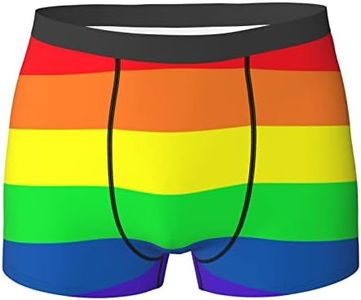 Ykklima Men's Boxer Briefs Underwear - Gay Pride LGBT Rainbow flag, Soft Comfort Breathable Underpants, Rainbow, Large