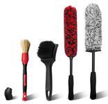 YeewayVeh Car Wheel Brush Set, 4 Pack Soft Microfiber & Scratch-Free Deep Wheel Tire Scrubbing Tool with Detailing Brush for Car Vehicle Motorcycle Tire Rim Fenders Engine Exhaust Tips Car Wash Kit