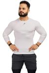 Men's Full Sleeve Compression T-Shirt - Athletic Base Layer for Fitness, Cycling, Training, Workout, Tactical Sports Wear (Large, White)