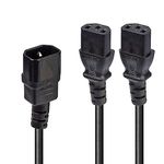 Lindy 30363 IEC C14 to 2 x IEC C13 Splitter Power Extension Cable, Black, 1m