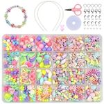 Massmot 580Pcs Beads for Kids Crafts, Children's Jewelry Making Kit, DIY Bracelets Necklace Hairband and Rings Craft Kits for 4-12 Years Old Little Girls, Multicolor