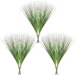 Famibay 6 Bundles Artificial Plants Onion Grass Greenery Stems Wheat Grass Branches Green Leaves Fake Plants Indoor Outdoor Home Garden Balcony