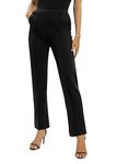 EXCHIC Women's Yoga Dress Pants Stretchy Casual Slacks Straight Leg Work Pants with Pockets, Black, Medium