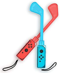 Nargos Golf Culb for Nintendo Switch Joy-Con Controller, Sports Game Accessories for Mario Golf-Super Rush - 2 Pack (Blue-Red)