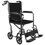 LIVINGbasics Foldable Transport Wheelchair with Hand Brakes Lightweight 18-Inch Wide Seat Wheel Chair for for Seniors(Support Weight up to 220lbs)