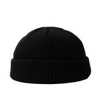 UUYYEO Knit Cuff Hats Short Fisherman Beanie Hats Cap Trawler Beanie Watch Hat Winter Warm Skullcap Hat for Men Women Black