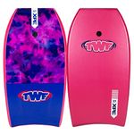 TWF XPE Pro 37" Slickback Kids Bodyboard with leash - 6 colour options (Pink Tie Dye)