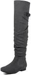 DREAM PAIRS Women's Colby Grey Over The Knee Pull On Boots - 5.5 M US