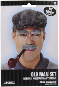 amscan 840999 Facial Hair Set Old Man, Gray, 7.6" x 5.3"