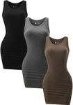 Chongbaijia 3 Piece Womens Summer Ribbed Tank Dress Scoop Neck Sleeveless Tank Top Dresses Basic Bodycon Mini Dress