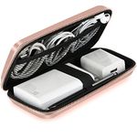 iMangoo Shockproof Carrying Charger Case Hard Protective EVA Impact Resistant Power Bank Pouch Small Electronics Organizer Cable Accessory Travel Essentials for Women,Size 6.5''x3.2''x1'',Rose Gold