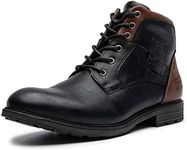 AMAPO Men Oxford Boots,Casual Mid-Top Dress Boot for Men,Ankle Men Boots Lace-Up Side Zipper, Black20701, 9