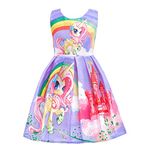 Lito Angels Girls Kids Rainbow Unicorn Dresses Costume Fancy Dress Up Outfit Halloween Party Age 2-3 Years Purple