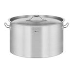 Royal Catering Induction Pot Stockpot with Lid RCST-44E3-S (44 L, Stainless Steel, Pouring Rim, for Induction, Gas and Electric and Other Cooking Plates)