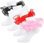 BBPIG Baby Toddler Ruffle Frilly Lace Socks Girls Tights Stockings Infants Casual Princess Knee High Dress Socks (0-12 Months, Lace-4B Packs)