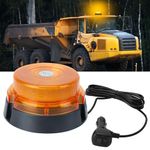 I LITTON Amber Beacon Strobe Light, 16 Modes, 48-LED Magnetic Flashing Emergency Warning Strobe Light, 12/24V Caution Light 360 Rotating Car Roof Beacon Light for Forklift Snow Plow Truck Golf Cart