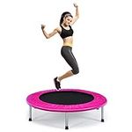 Maxmass Mini Trampoline, Folding Fitness Rebounder with PVC Protective Cover, Exercise Bouncer for Kids Adults Indoor/Outdoor, Up to 150 KG (Pink)