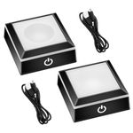 EEEKit 2PCS 6 Colors LED Light Base, 3 In Flat Spherical Recess Touch Control Light Display Stand for Crystal Glass Art